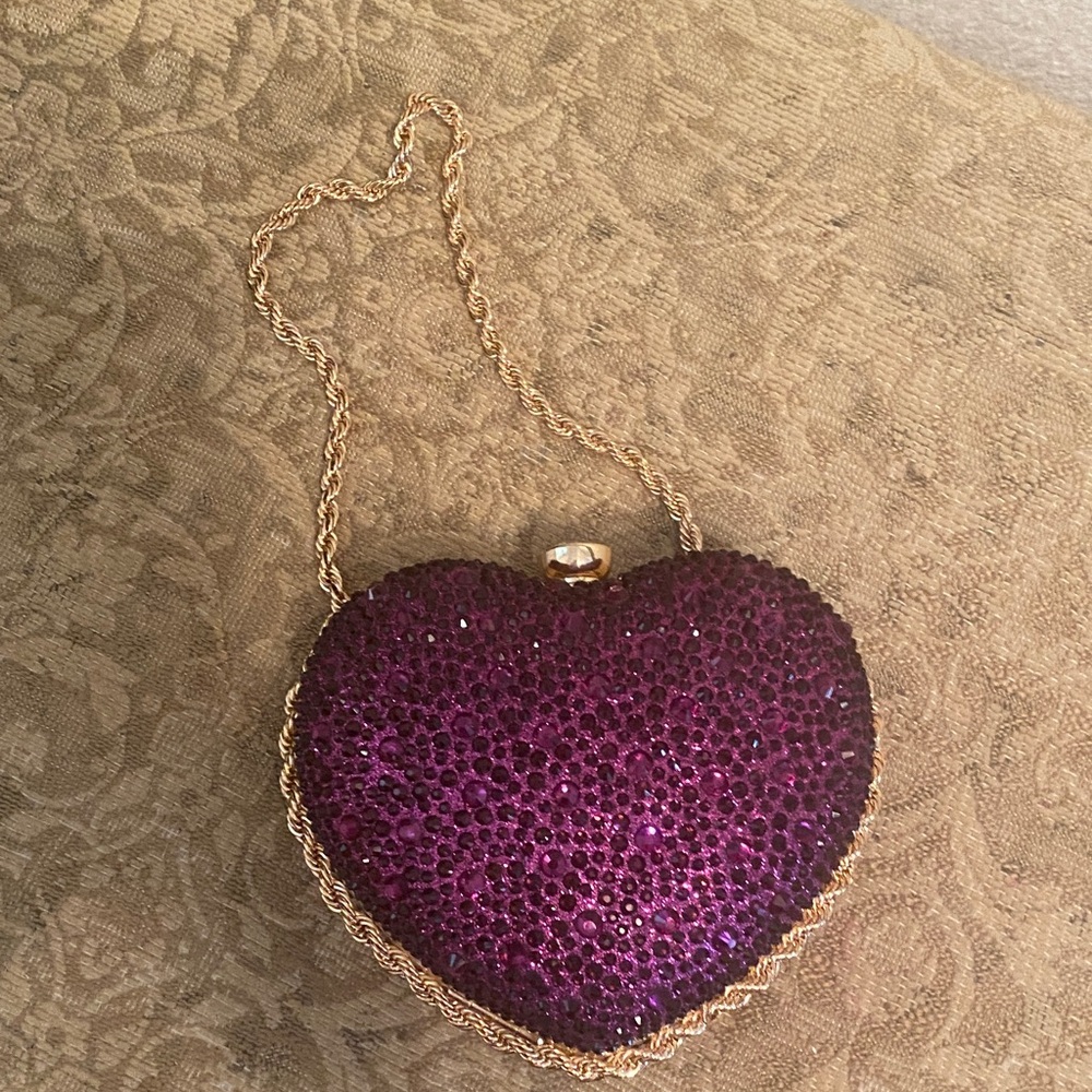 Rhinestone Heart Shaped Clutch Evening Bsg